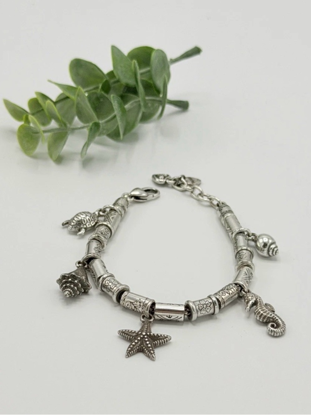 🐚 Brighton Silver Nautical Charm Bracelet with Starfish, Seahorse & Shells!